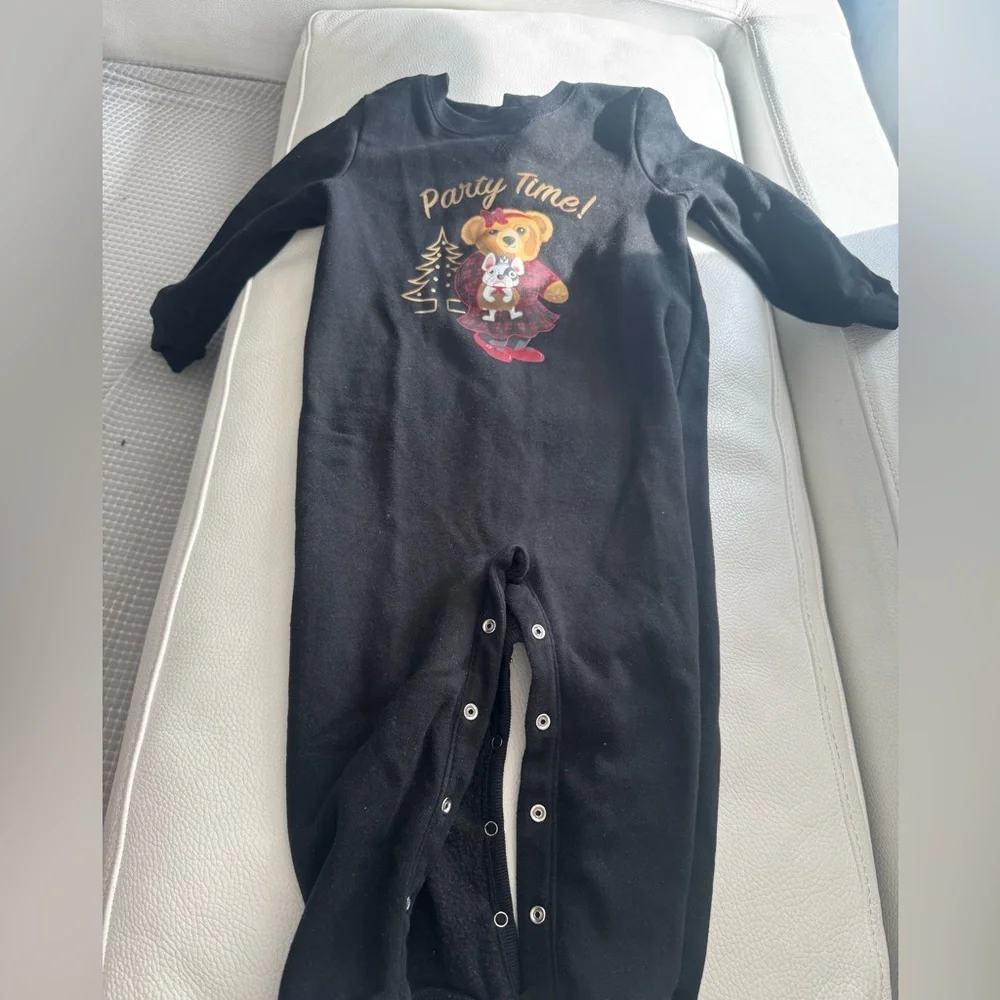 Ralph Lauren Black Party Time Bear One Piece warm outfit 24 mo GUC